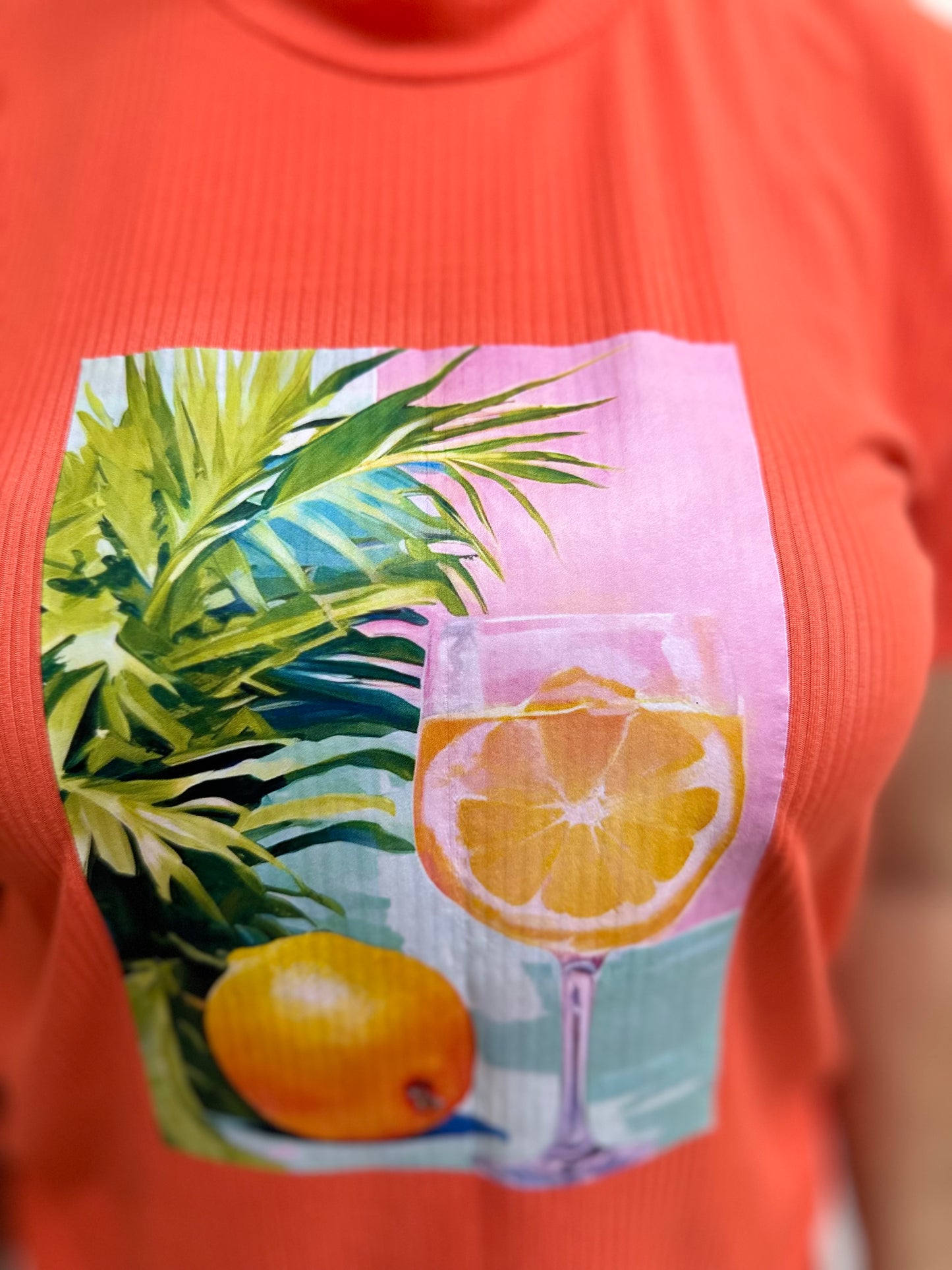 Conjunto Tropical Naranja – Blusa y Shorts