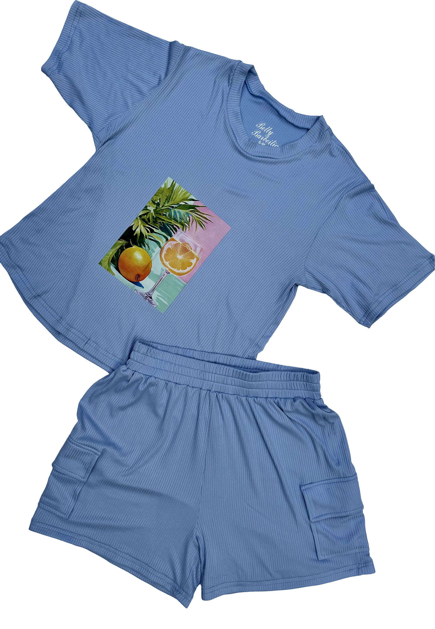 Conjunto Tropical Azul – Blusa y Shorts