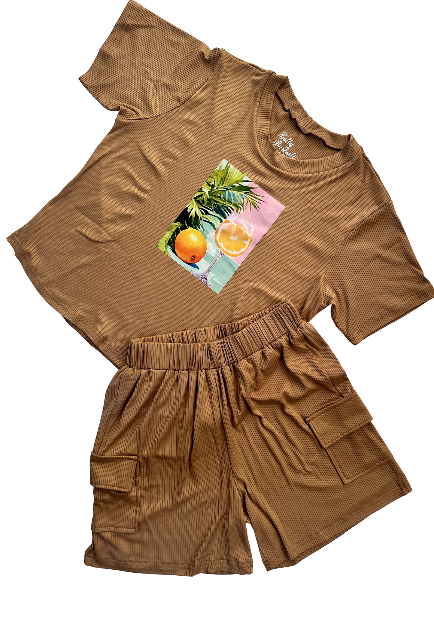 Conjunto Tropical Capuchino – Blusa y Shorts